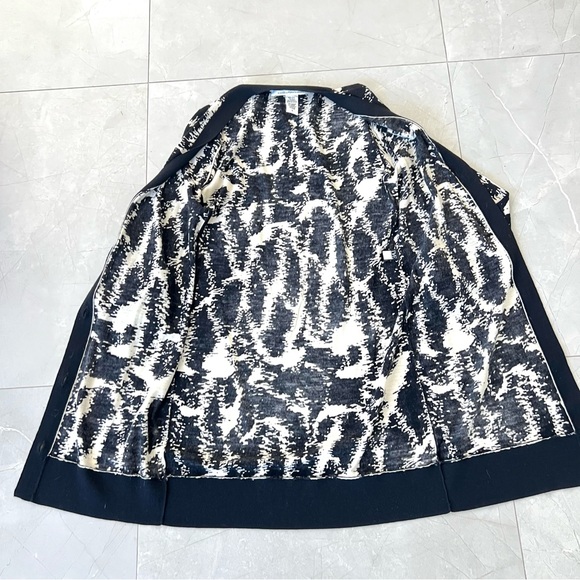 DIANE VON FURSTENBERG Abstract Black Cream Knit Wool Button Long Cardigan Sz S - Picture 12 of 15